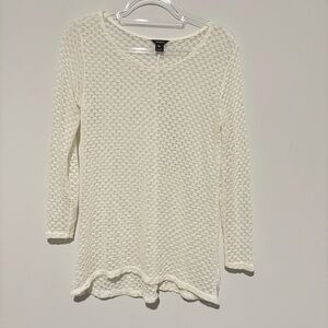 Eddie‎ Bauer Open Texture Knit Top ivory size small